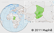 Political Location Map of Chad, lighten, desaturated, land only