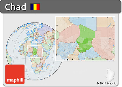 Political Location Map of Chad, lighten