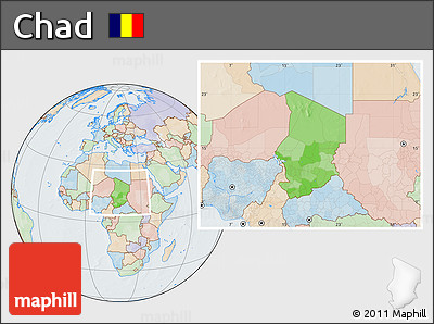 Political Location Map of Chad, lighten