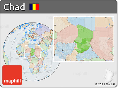 Political Location Map of Chad, lighten