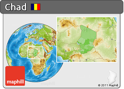 Political Location Map of Chad, physical outside