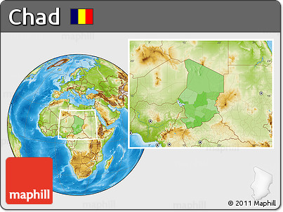 Political Location Map of Chad, physical outside