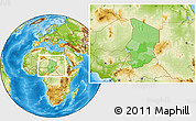 Political Location Map of Chad, physical outside