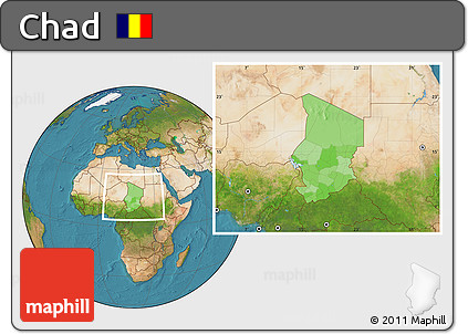 Political Location Map of Chad, satellite outside