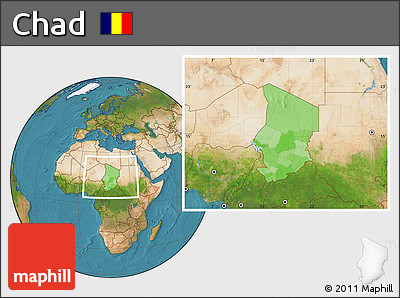 Political Location Map of Chad, satellite outside