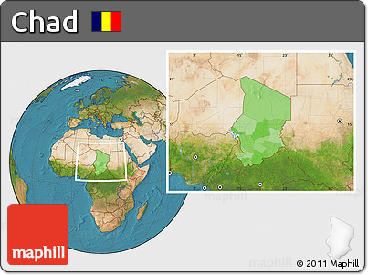 Political Location Map of Chad, satellite outside