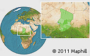Political Location Map of Chad, satellite outside