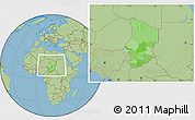 Political Location Map of Chad, savanna style outside