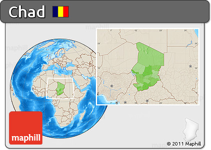 Political Location Map of Chad, shaded relief outside
