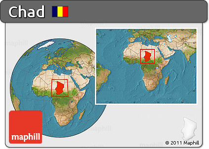 Satellite Location Map of Chad, within the entire continent