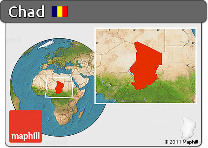 Satellite Location Map of Chad