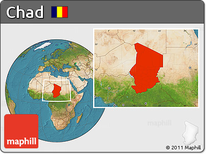 Satellite Location Map of Chad