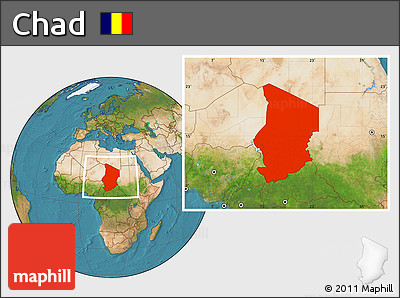 Satellite Location Map of Chad