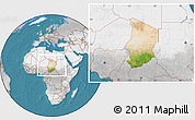 Satellite Location Map of Chad, lighten, desaturated, land only