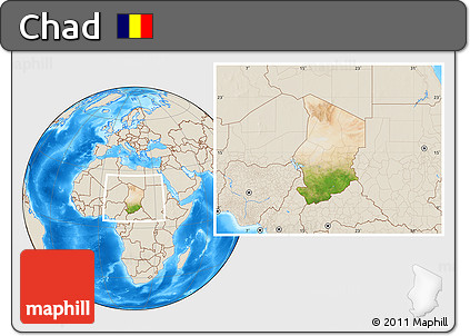 Satellite Location Map of Chad, shaded relief outside