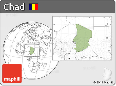 Savanna Style Location Map of Chad, blank outside