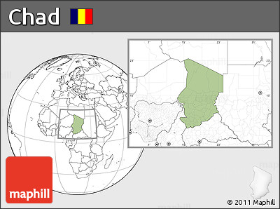 Savanna Style Location Map of Chad, blank outside