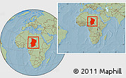 Savanna Style Location Map of Chad, within the entire continent, hill shading