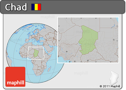 Savanna Style Location Map of Chad, gray outside