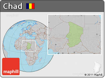 Savanna Style Location Map of Chad, gray outside