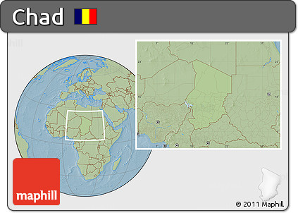Savanna Style Location Map of Chad, hill shading outside