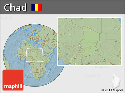 Savanna Style Location Map of Chad, hill shading outside