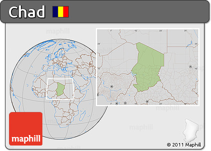 Savanna Style Location Map of Chad, lighten, desaturated