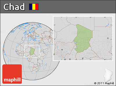 Savanna Style Location Map of Chad, lighten, desaturated