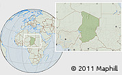 Savanna Style Location Map of Chad, lighten, hill shading
