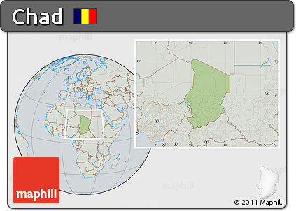 Savanna Style Location Map of Chad, lighten, semi-desaturated