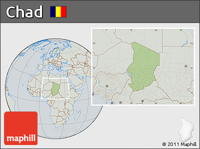 Savanna Style Location Map of Chad, lighten, semi-desaturated