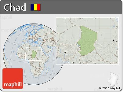 Savanna Style Location Map of Chad, lighten, semi-desaturated
