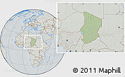 Savanna Style Location Map of Chad, lighten, semi-desaturated, hill shading