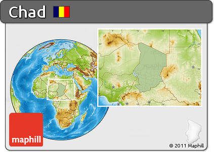 Savanna Style Location Map of Chad, physical outside