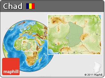 Savanna Style Location Map of Chad, physical outside