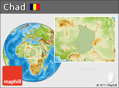 Savanna Style Location Map of Chad, physical outside