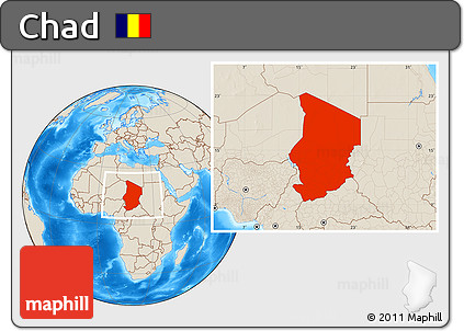 Shaded Relief Location Map of Chad