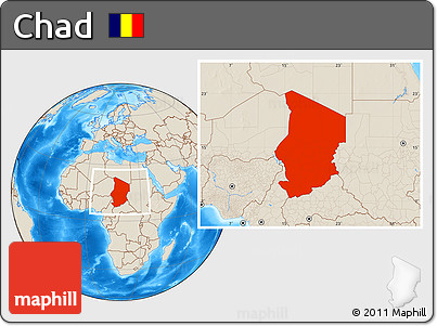 Shaded Relief Location Map of Chad