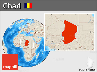 Shaded Relief Location Map of Chad