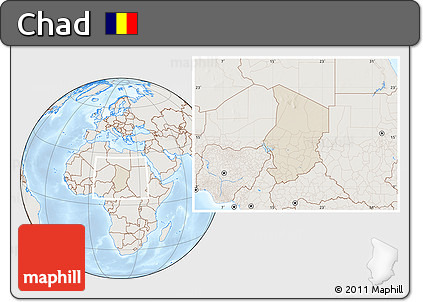 Shaded Relief Location Map of Chad, lighten