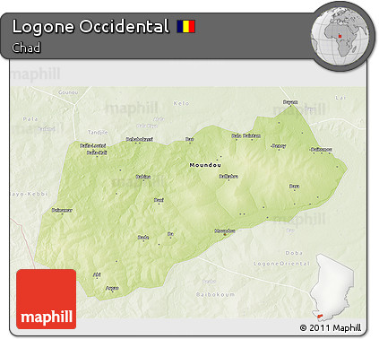 Physical 3D Map of Logone Occidental, lighten