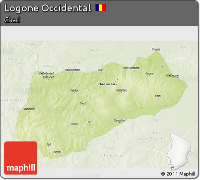 Physical 3D Map of Logone Occidental, lighten