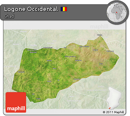 Satellite 3D Map of Logone Occidental, lighten