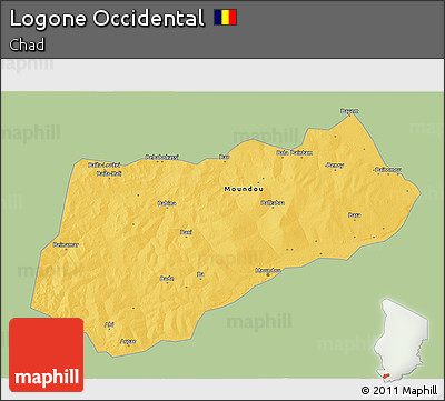 Savanna Style 3D Map of Logone Occidental, single color outside