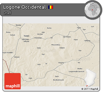 Shaded Relief 3D Map of Logone Occidental