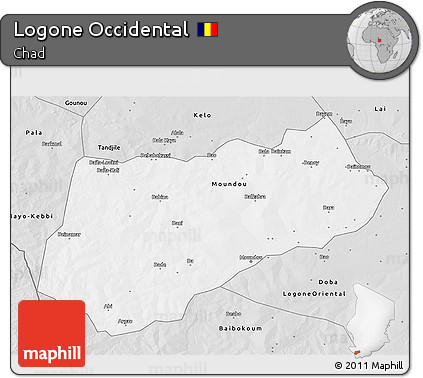 Silver Style 3D Map of Logone Occidental