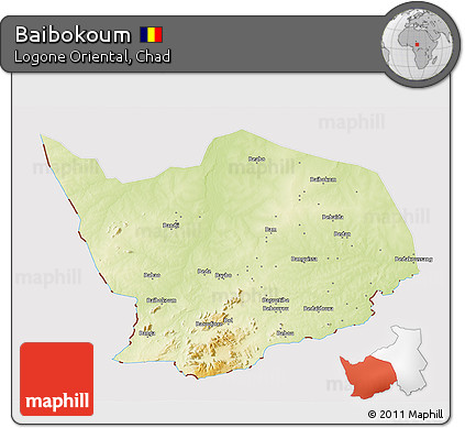 Physical 3D Map of Baibokoum, cropped outside