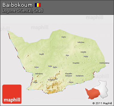 Physical 3D Map of Baibokoum, cropped outside
