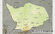 Physical 3D Map of Baibokoum, darken, semi-desaturated