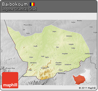 Physical 3D Map of Baibokoum, desaturated